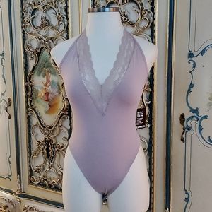 NWT deep V thong bodysuit mauve